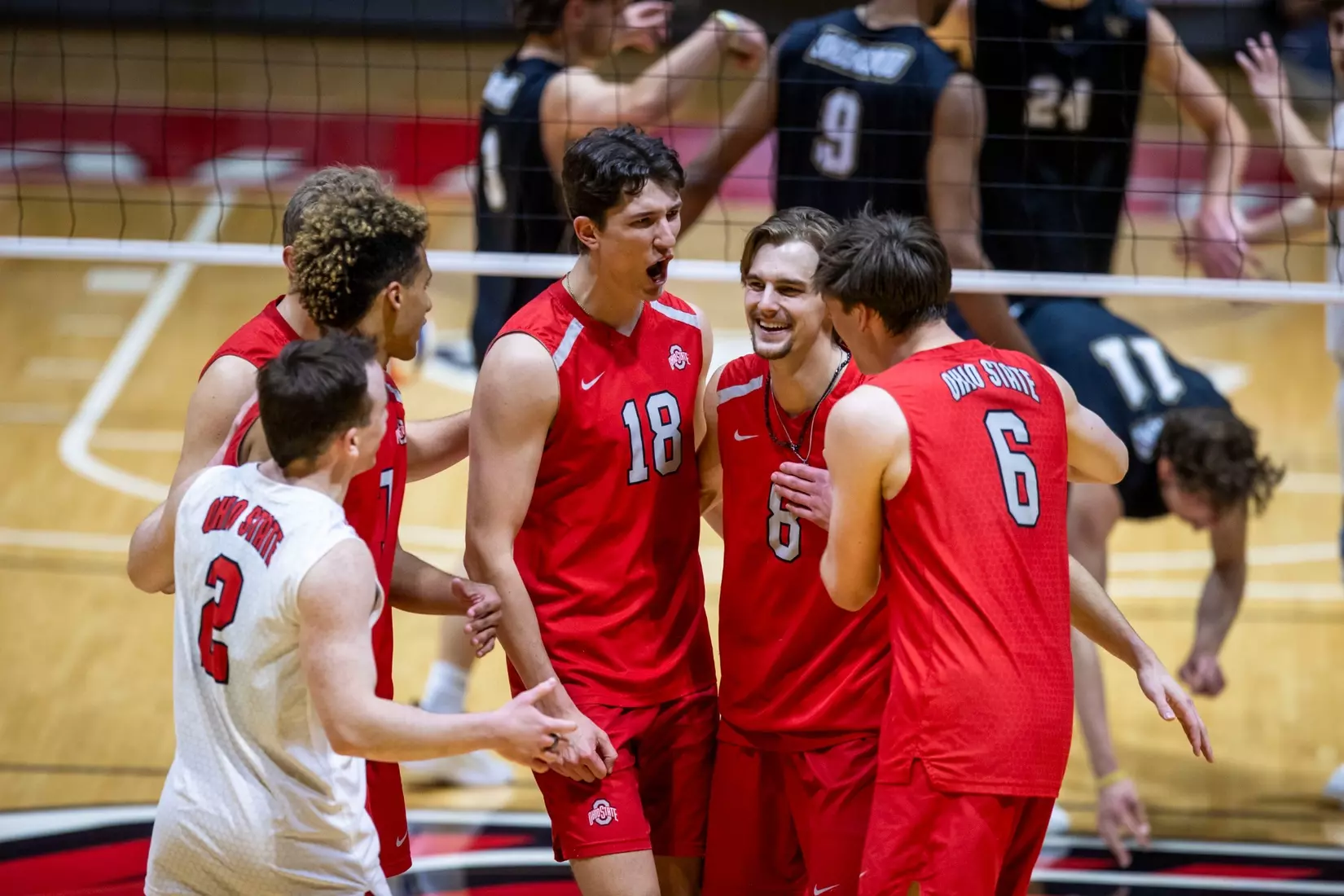The Ohio State men's volleyball team competes against Lindenwood University during the MIVA Championship game at Worthen Arena in Muncie, Indiana on April 20, 2024 Photo by Bobby Ellis.