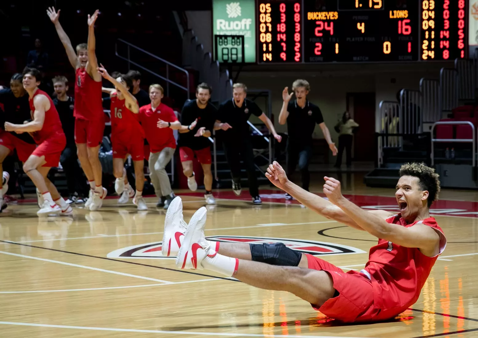 The Ohio State men's volleyball team competes against Lindenwood University during the MIVA Championship game at Worthen Arena in Muncie, Indiana on April 20, 2024 Photo by Bobby Ellis.
