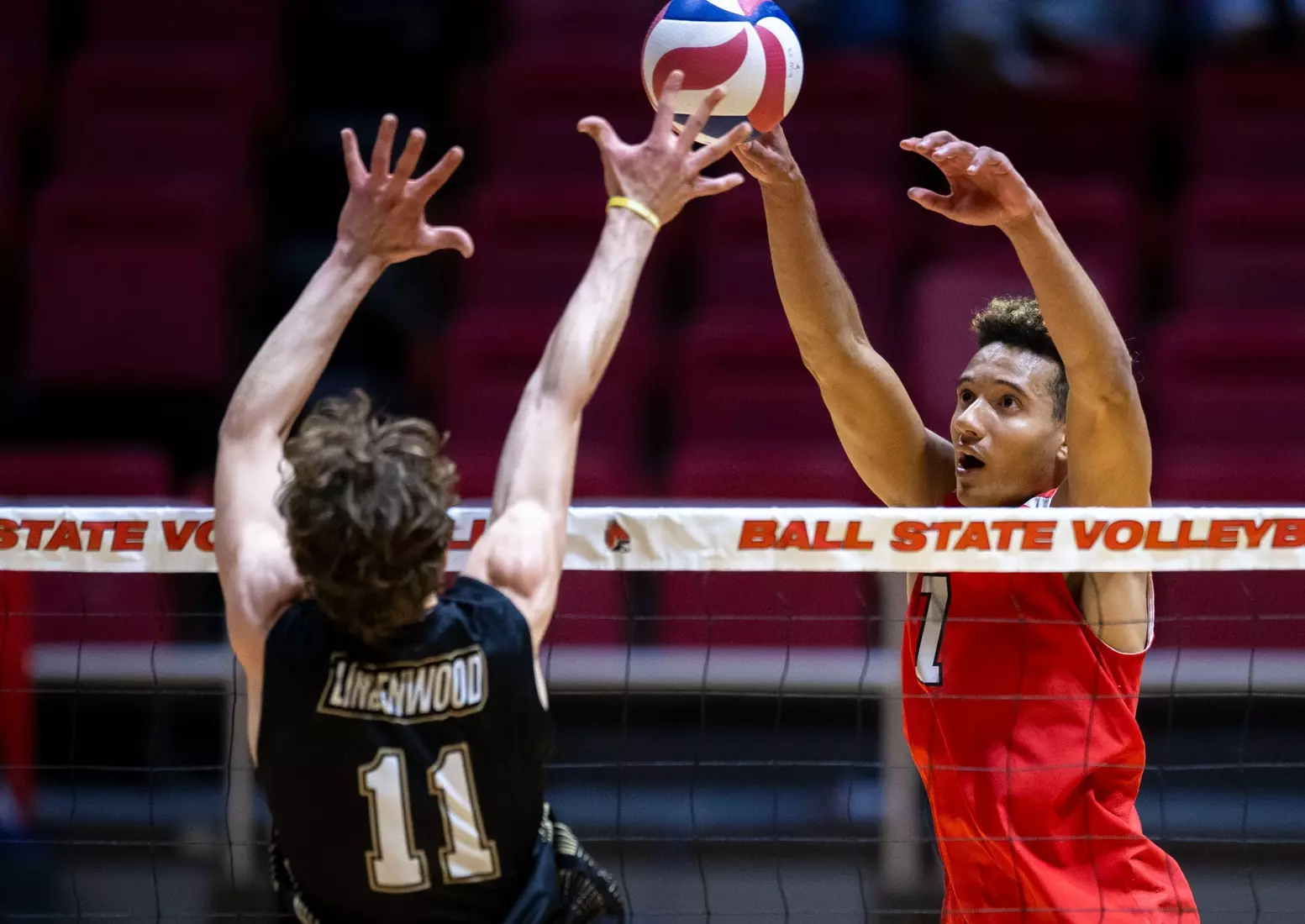 The Ohio State men's volleyball team competes against Lindenwood University during the MIVA Championship game at Worthen Arena in Muncie, Indiana on April 20, 2024 Photo by Bobby Ellis.