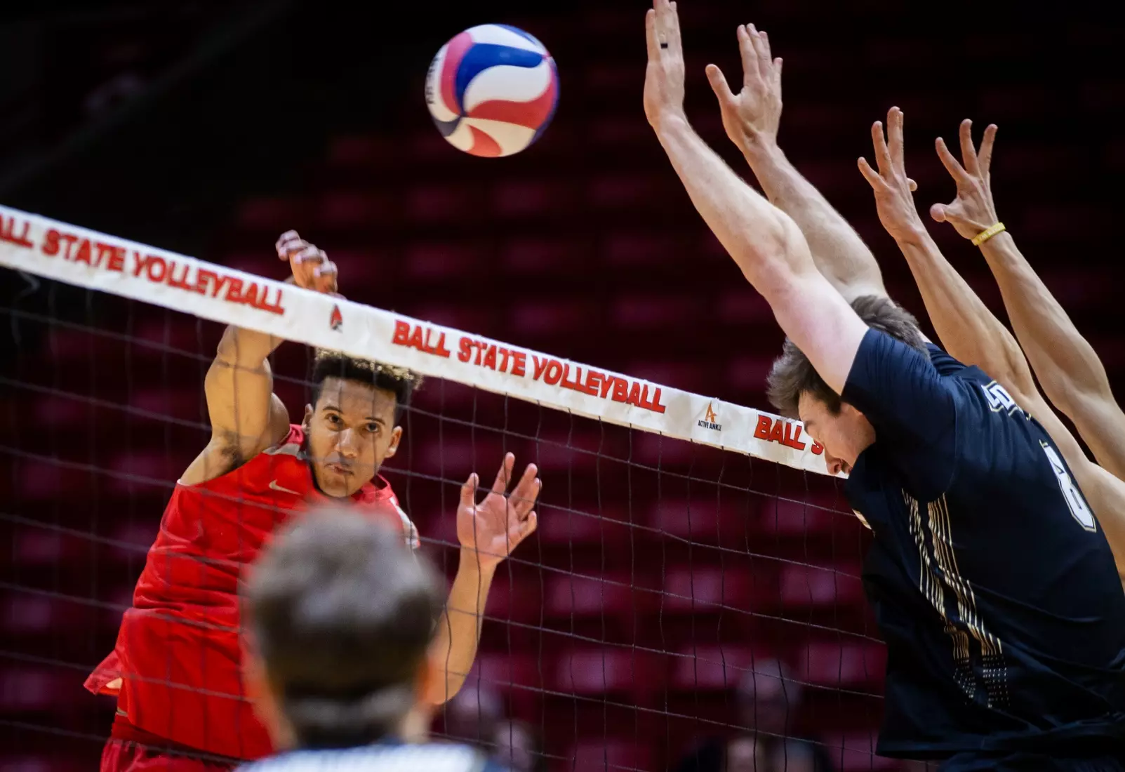 The Ohio State men's volleyball team competes against Lindenwood University during the MIVA Championship game at Worthen Arena in Muncie, Indiana on April 20, 2024 Photo by Bobby Ellis.