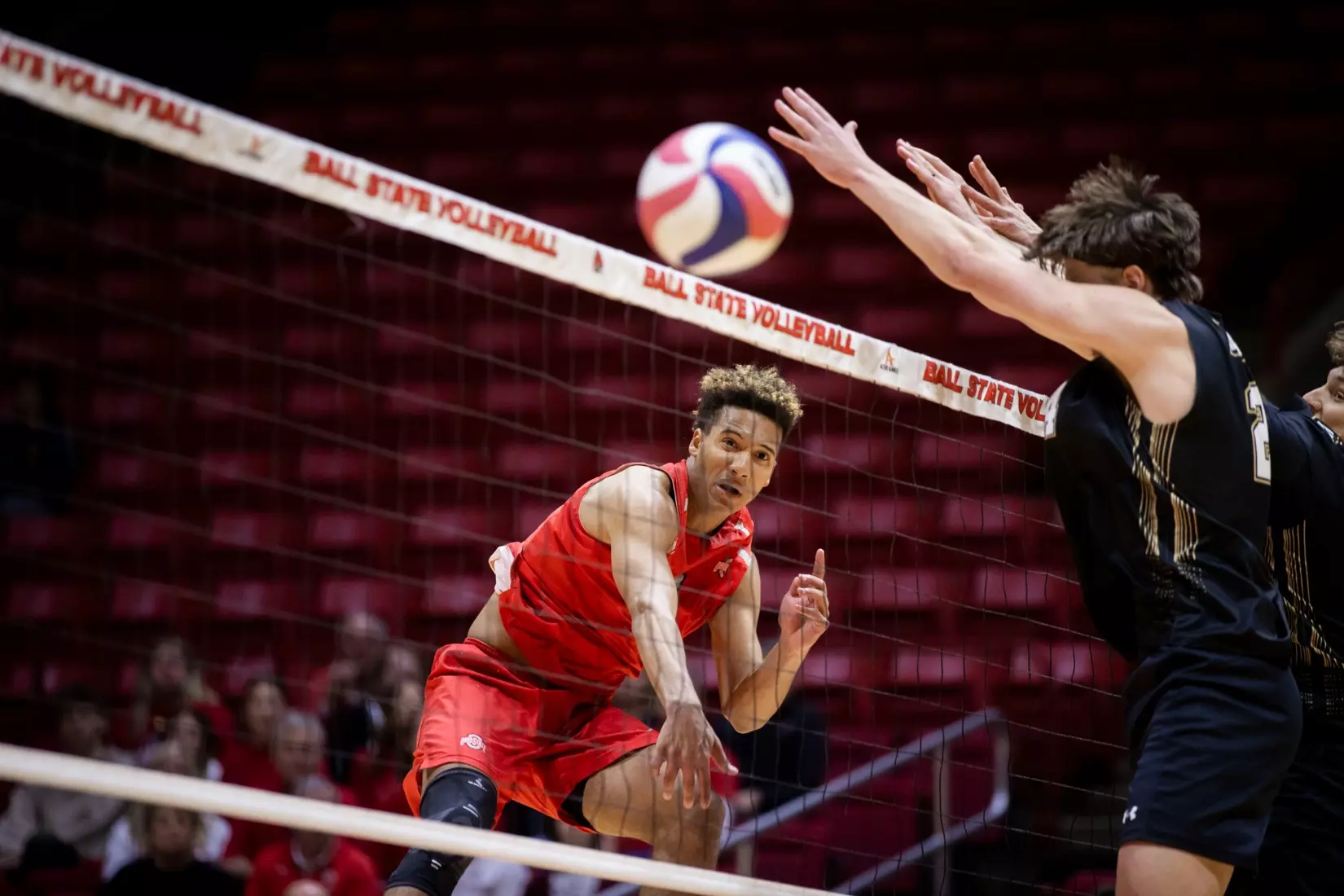 The Ohio State men's volleyball team competes against Lindenwood University during the MIVA Championship game at Worthen Arena in Muncie, Indiana on April 20, 2024 Photo by Bobby Ellis.