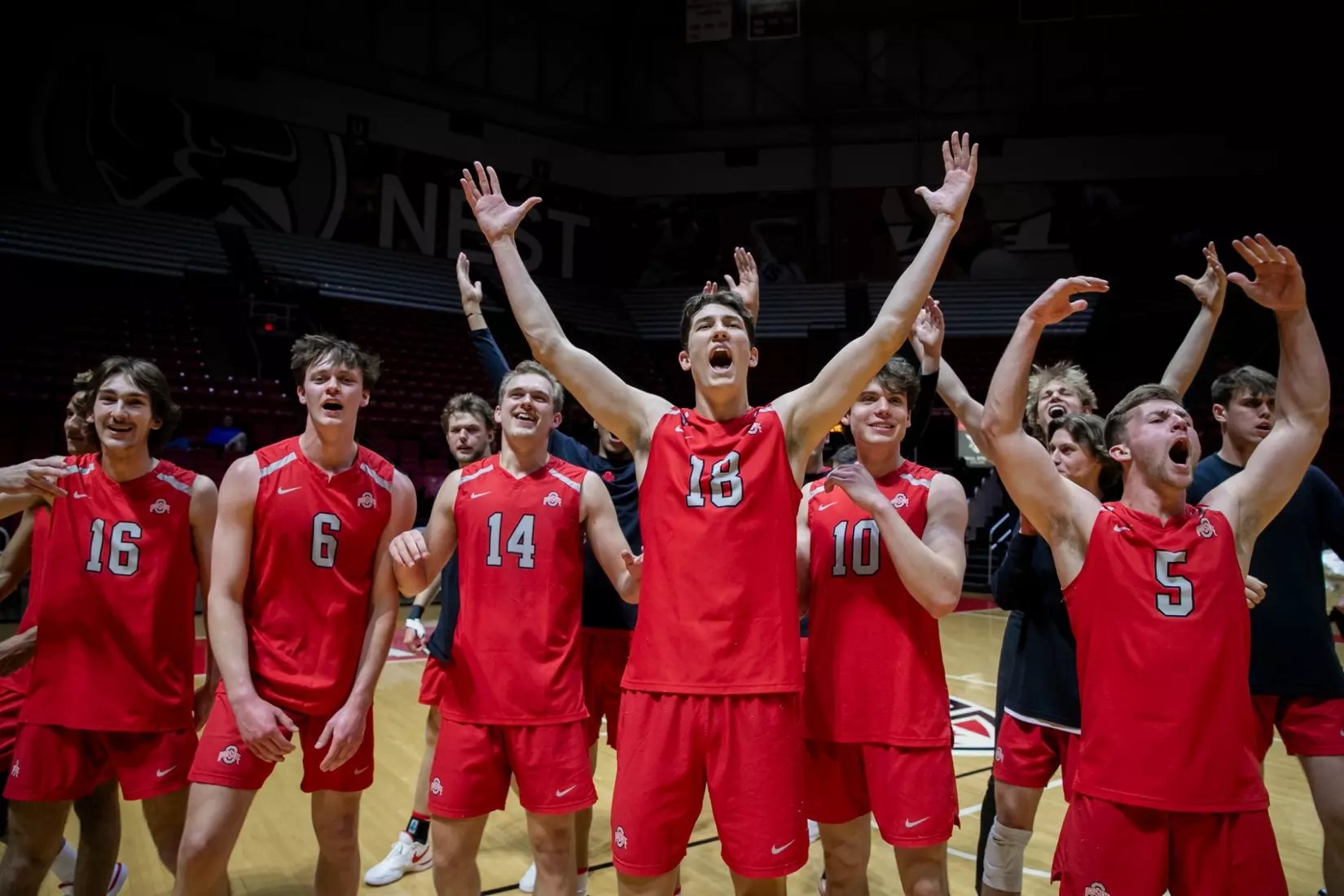 The Ohio State men's volleyball team competes against Lindenwood University during the MIVA Championship game at Worthen Arena in Muncie, Indiana on April 20, 2024 Photo by Bobby Ellis.