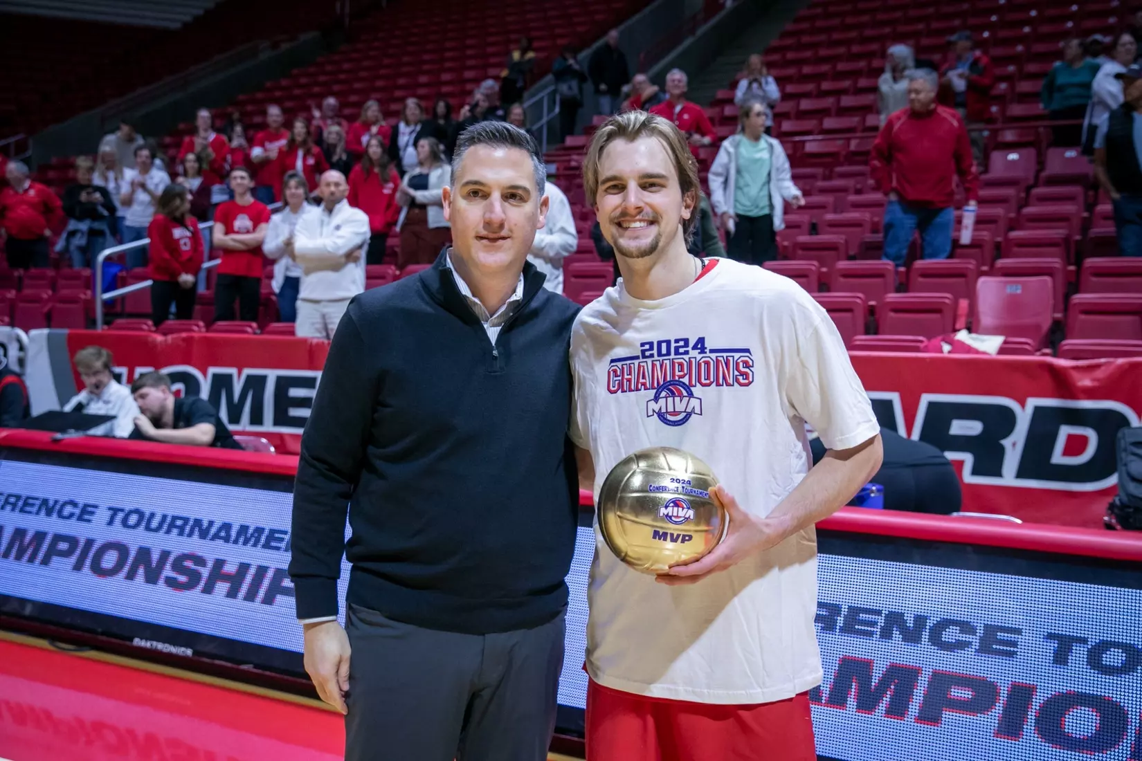 The Ohio State men's volleyball team competes against Lindenwood University during the MIVA Championship game at Worthen Arena in Muncie, Indiana on April 20, 2024 Photo by Bobby Ellis.