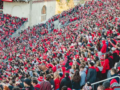 Football crowd wearing scarlet 2024 game