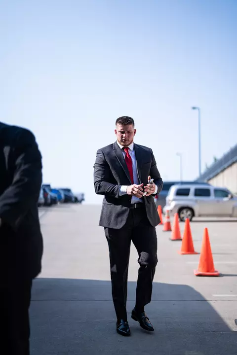 Jack Sawyer at Big Ten Media Day 2024 Football
