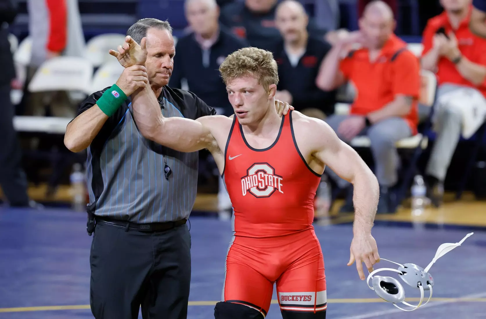 Ohio State competes against Michigan during a Big Ten wresting match Saturday, Feb. 1, 2025, in Ann Arbor, Mich.  (Photo by Duane Burleson for Ohio State University)