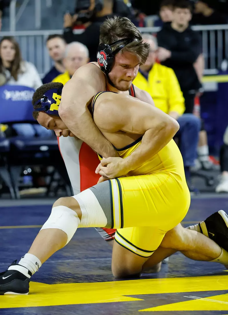 Ohio State competes against Michigan during a Big Ten wresting match Saturday, Feb. 1, 2025, in Ann Arbor, Mich.  (Photo by Duane Burleson for Ohio State University)