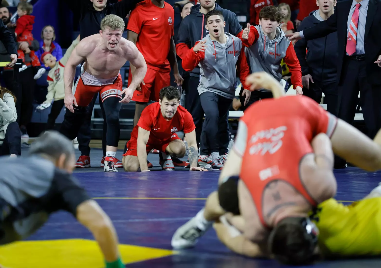 Ohio State competes against Michigan during a Big Ten wresting match Saturday, Feb. 1, 2025, in Ann Arbor, Mich.  (Photo by Duane Burleson for Ohio State University)
