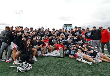 Ohio State competes against Michigan in a Mens lacrosse match Saturday, April 19, 2025 at UM Lacrosse Stadium, Ann Arbor, MI. (Photo by John Discher for Ohio State University)