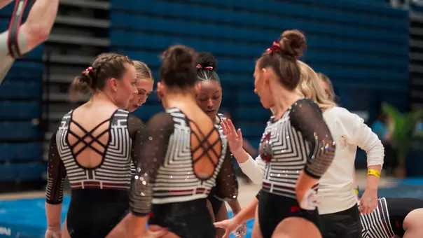 WGYM Team Huddle at NCAA Regional Semifinal April 3