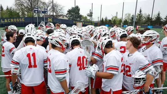 MLAX Team huddle vs. RU