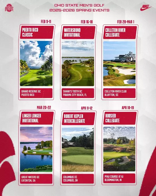 2026 Men's Golf championship schedule