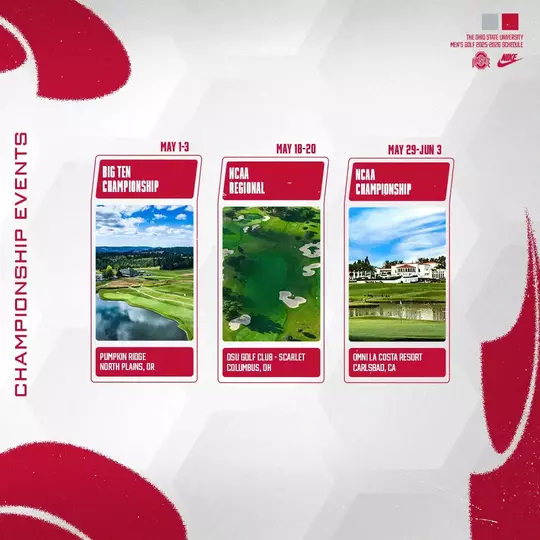 2026 Men's Golf championship schedule