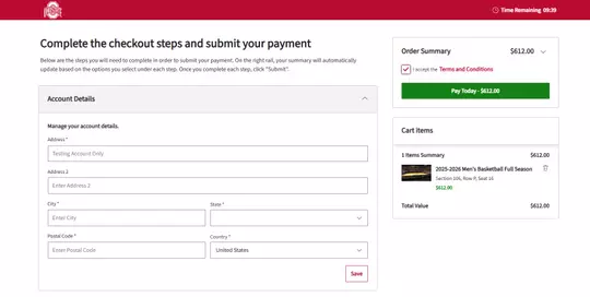 Basketball Tickets Card Page