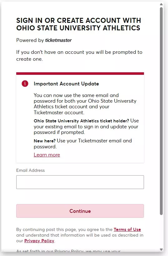 Basketball Tickets Sign in Screen