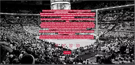 Basketball Tickets Seat Selection