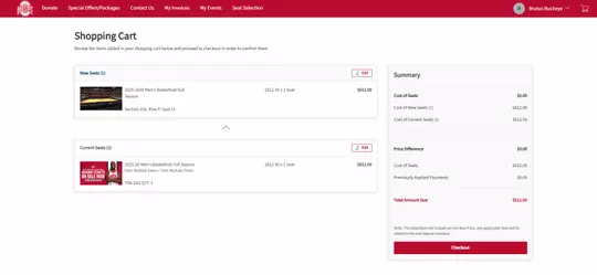 Basketball Tickets Shopping Cart