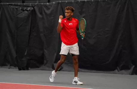 Matthew Forbes in a match at the ITA Midwest Regional