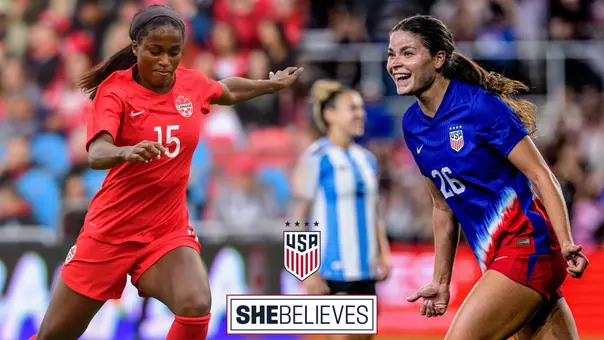 Nichelle Prince and Emma Sears prepare for the SheBelieves Cup