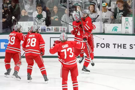 Men's hockey OT Celebration at MSU
