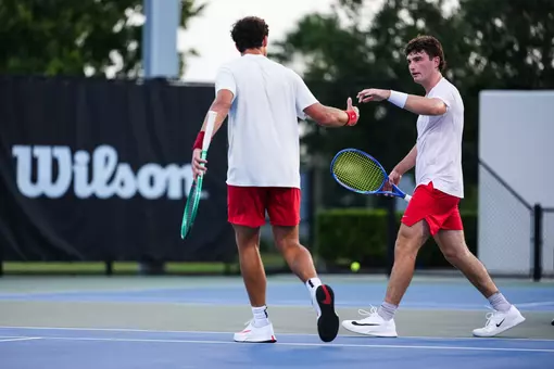 ORLANDO, FLORIDA - JUNE 17: Brandon Carpico and Nikita Filin of Ohio State University in action at the Men’s Doubles Semifinal of the American Collegiate Player Wildcard Playoffs at the USTA National Campus on June 17, 2026 in Orlando, Florida.