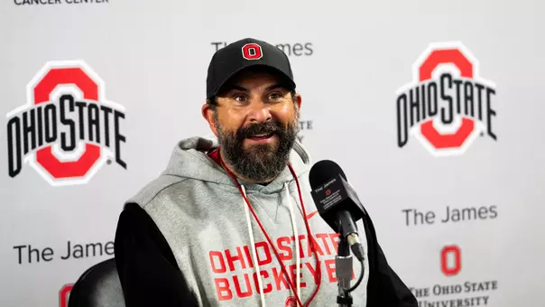 Ohio State Football Talks to Media Following Practice.