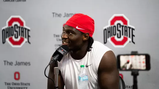 Ohio State Football Talks to Media Following Practice.