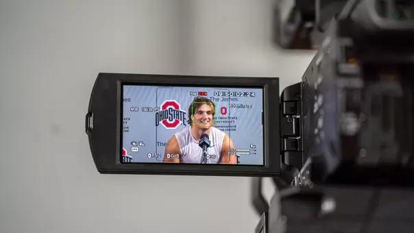 Christian Allegro on Camera with the media