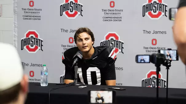 Ohio State Football Players chat with media following training camp
