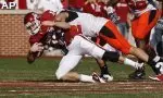 Linebacker Justin Gent led OSU with eight tackles and a sack against Oklahoma.