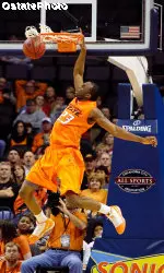 James Anderson dunks two of his game-high 28 points en route to MVP honors at the All-College Classic.