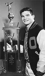 Forrest Campbell with the Bluegrass Bowl championship trophy.