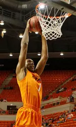 Jarred Shaw scores two of his 14 points off the bench against Oklahoma City on Monday night.