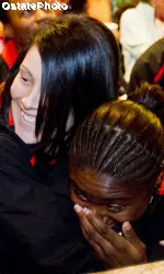 Tegan Cunningham and Andrea Riley celebrate OSU's third NCAA berth in the last four years.