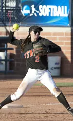 Mariah Gearhart makes a throw from third base during the Cowgirls' 7-0 win over Cornell.