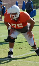 Nick Martinez participates in a drill during Wednesday morning's practice.