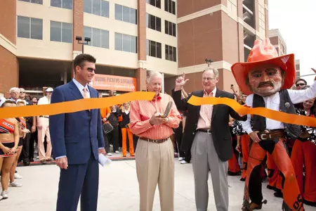 T. Boone Pickens Mike Gundy burns Hargis stadium opening