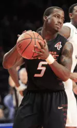 Reger Dowell handles an inbound pass.