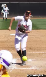 Simone Freeman gave up just two hits to Arkansas in game two of a doubleheader on Sunday.