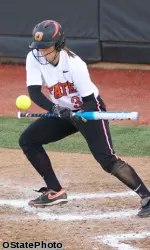 Leadoff hitter Shelby Davis went 2-for-4 with a run and an RBI against Texas.