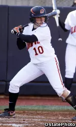 Amy Graham had the lone RBI for the Cowgirls in Sunday's game against the No. 5 Longhorns.