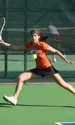 Meghan Blevins won her match at No. 3 singles.