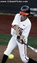 Kelsey Anchors' sacrifice fly scored OSU's first run against Baylor.