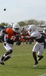 The Cowboys practiced dressed in full pads for the first time on Tuesday.