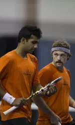 Brady Bohrnstedt and Arjun Kadhe pushed their doubles record to 2-0 on Sunday, helping the Cowboys to victory.