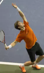 Sebastian Sachs used a 6-1, 6-1 win to earn his first career singles victory as a Cowboy.