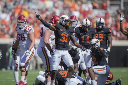 Image Taken at the Oklahoma State Cowboys vs Iowa State Cyclones, Saturday, October 4, 2014, Boone Pickens Stadium, Stillwater, OK Tre Flowers