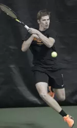 Lucas Gerch's three-set clincher improved his perfect singles record to 13-0.