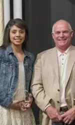Brittney Martin receives the Nate Fleming Academic Effort and Improvement Award with Zane Fleming.
