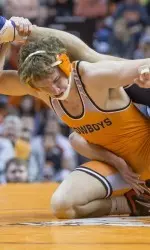 No. 18 Anthony Collica defeats No. 8 Dylan Alton with a 24-9 tech fall.
